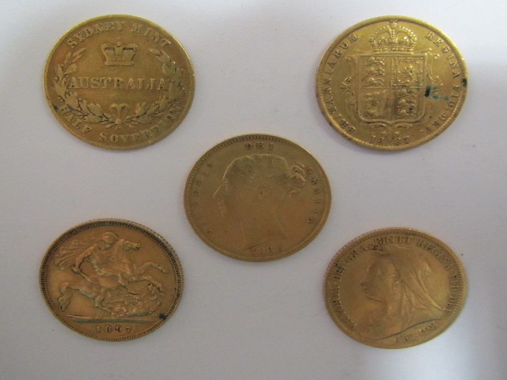 Appraisal: Lot comprising two your Queen Victoria head half sovereigns one