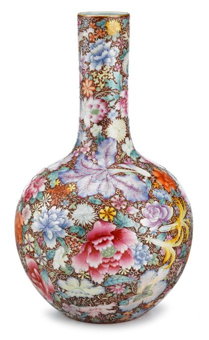 Appraisal: Chinese 'mille fleur' enameled porcelain vaseqianlong mark late th century