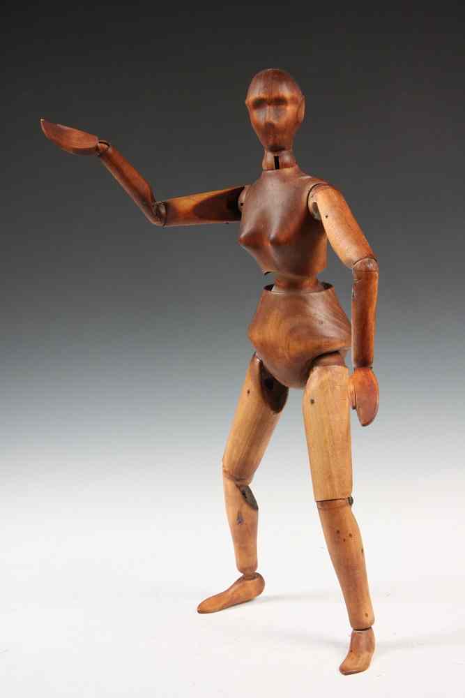 Appraisal: ARTIST'S MAQUETTE - French Wooden Articulated Artist's Maquette of a