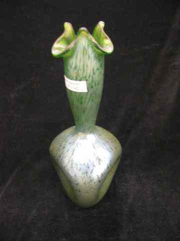 Appraisal: Loetz Art Glass Vase iridescent oil spot design goose neck