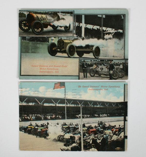 Appraisal: Two vintage Indy postcards The Speed Demons and Speed Demons