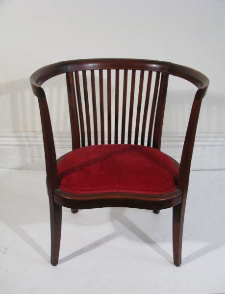 Appraisal: Kidney Shaped Armchair early th c mahogany with line inlay