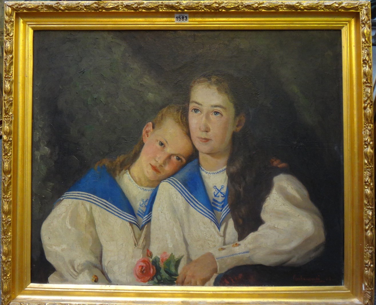 Appraisal: Polish School Late th century Portrait of two sisters wearing