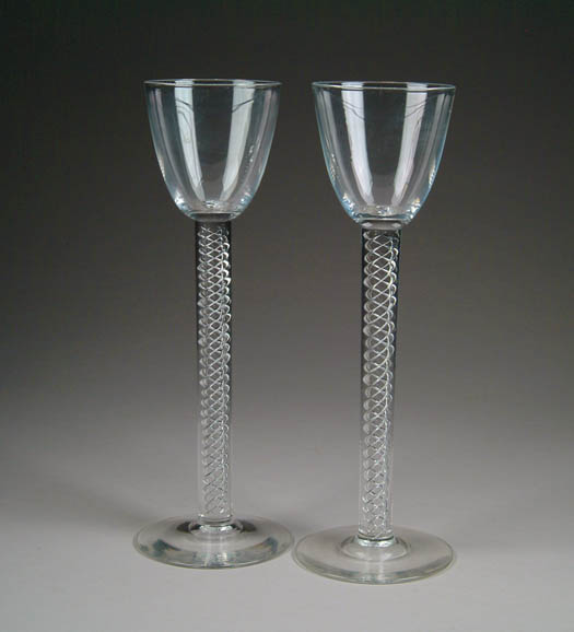 Appraisal: PAIR OF AIR TWIST STEUBEN MARRIAGE GOBLETS The oversized clear