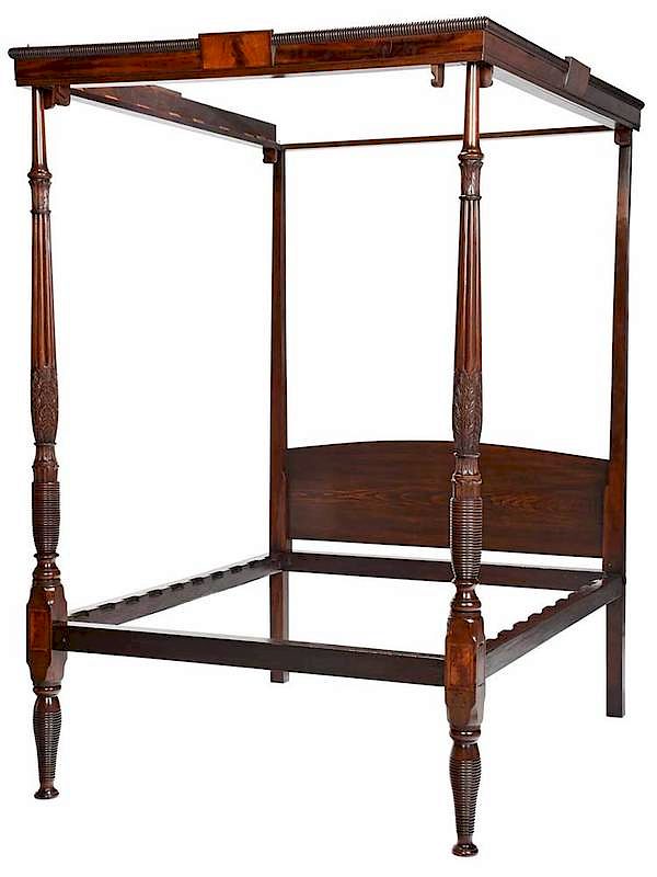 Appraisal: Charleston Federal Mahogany Tall Post Bed circa posts with ring