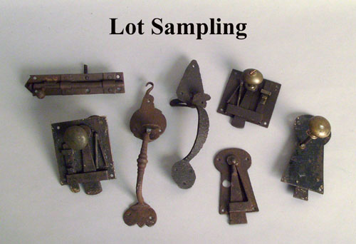 Appraisal: Group of American wrought iron hardware to include thumb latches