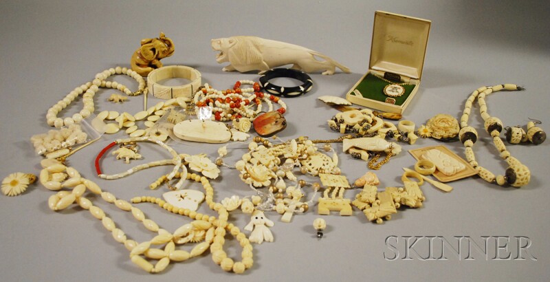 Appraisal: Large Group of Primarily Ivory and Bone Jewelry including beaded