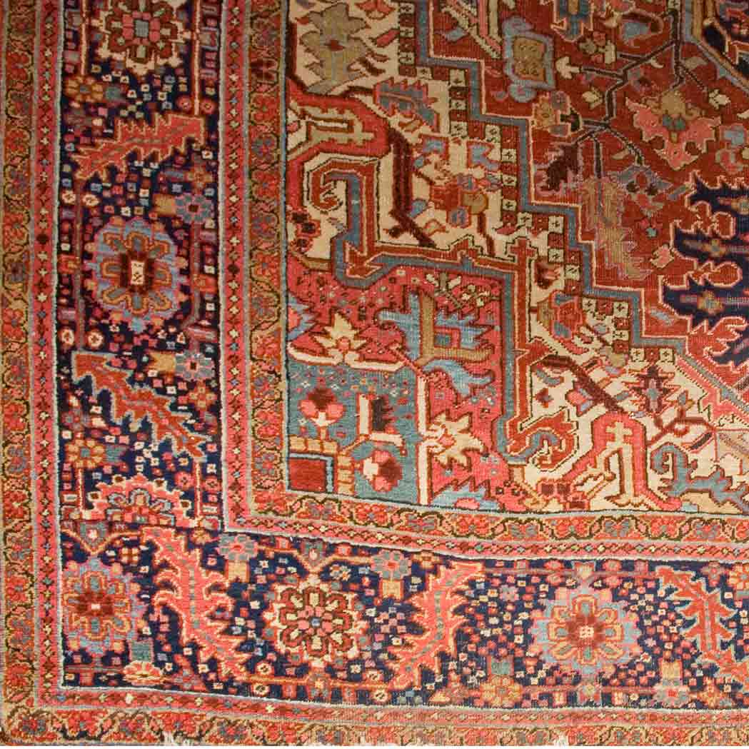 Appraisal: Heriz Carpet Northwest Persia circa The central polychrome geometric medallion