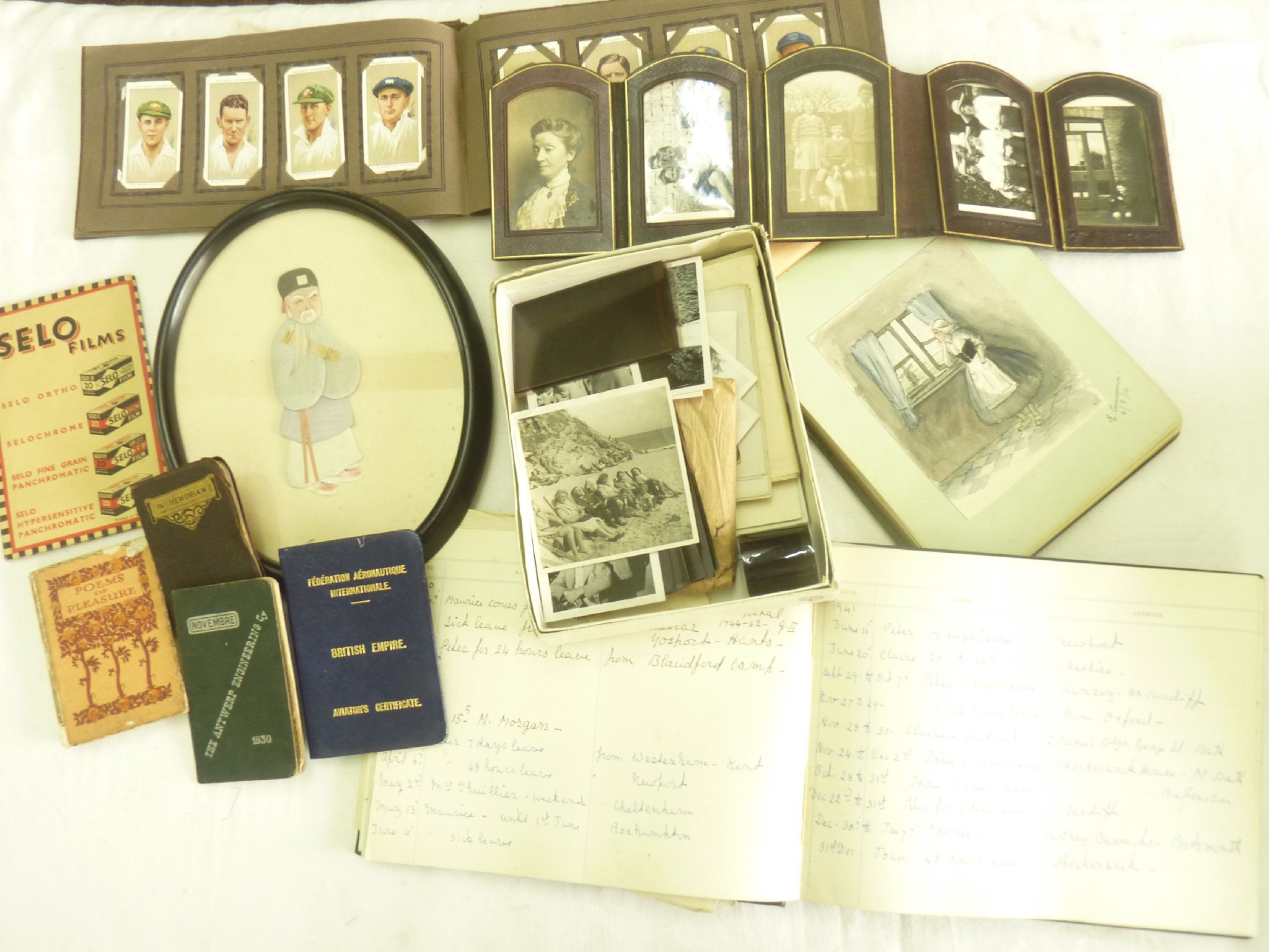 Appraisal: A collection of vintage postcard albums with small watercolour and