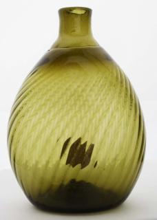 Appraisal: th c pattern-molded Pitkin-type half pint flask rib swirled to