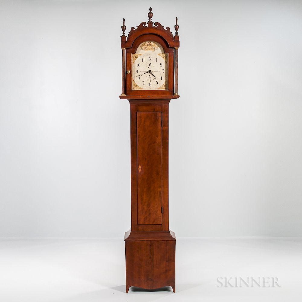 Appraisal: Riley Whiting Stained Birch Tall Clock Riley Whiting Stained Birch