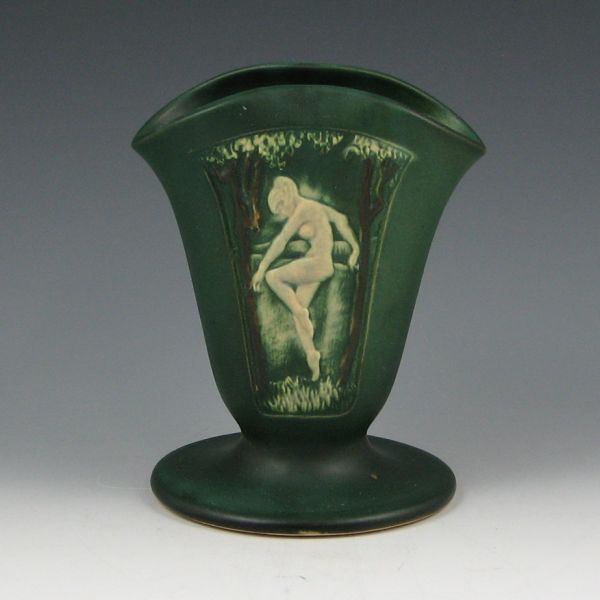 Appraisal: Roseville Panel nude fan vase in ivory and green Marked