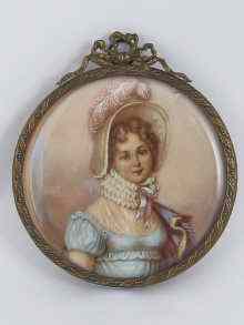 Appraisal: A miniature painting of an Edwardian lady in a gilt