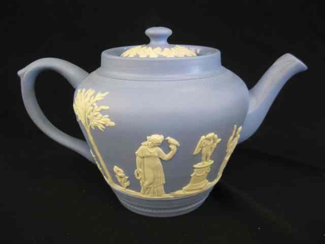 Appraisal: Dudson English Blue Jasperware Teapot classical cupid maidens in the