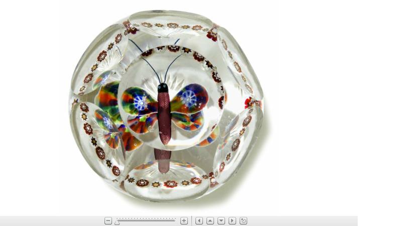 Appraisal: Good Antique Baccarat butterfly and millefiori garland faceted paperweightThe butterfly