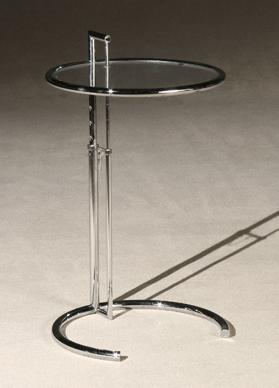 Appraisal: Eileen Gray 'E- ' Chromed Metal and Glass Side Table