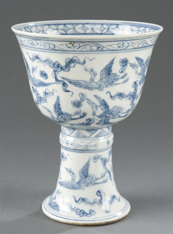 Appraisal: Chinese porcelain blue and white stem cup Late th early