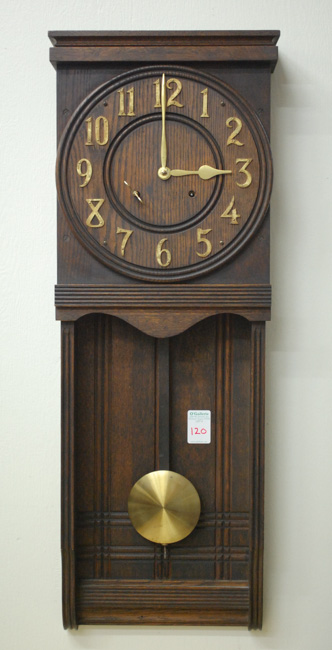 Appraisal: MISSION OAK WALL CLOCK Ansonia Clock Co New York th