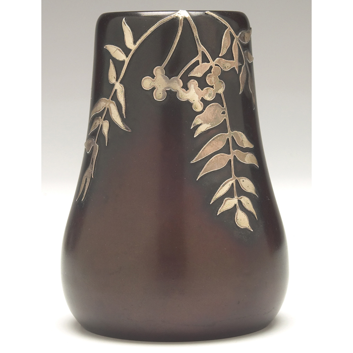 Appraisal: Nice Heintz vase sterling on bronze applied floral and leaf