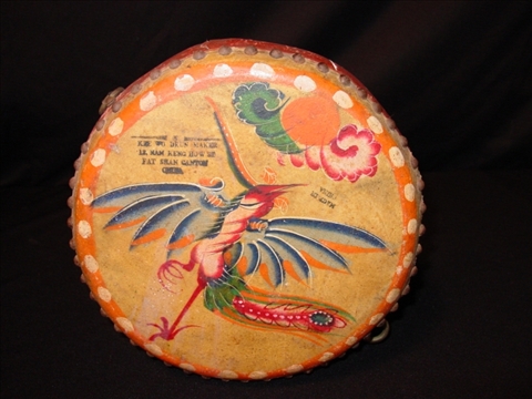 Appraisal: CHINESE HAND PAINTED DRUM The drum having circular painted wood