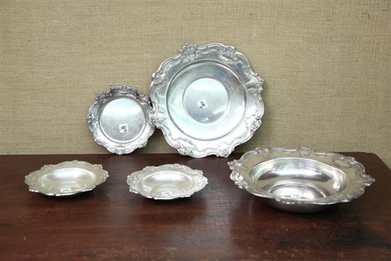 Appraisal: FIVE GORHAM STERLING SILVER PIECES All with shaped edges and