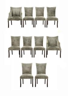 Appraisal: Set of Donghia Velvet Upholstered Dining Chairs Donghia Funriture American