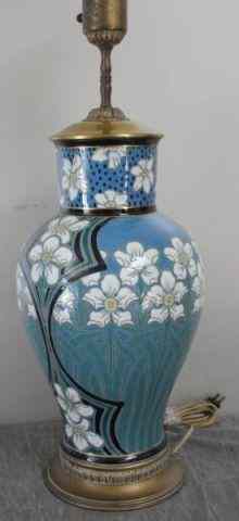 Appraisal: Asian Enamel Vase as a Lamp Great quality From an