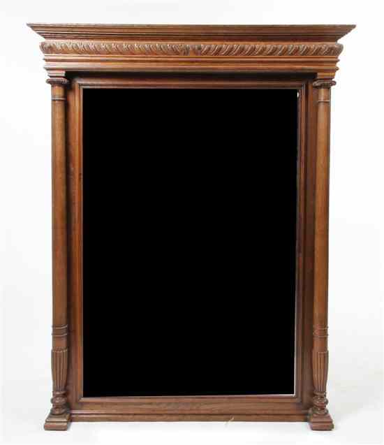 Appraisal: A Neoclassical Mahogany Mirror having a stepped cornice with a