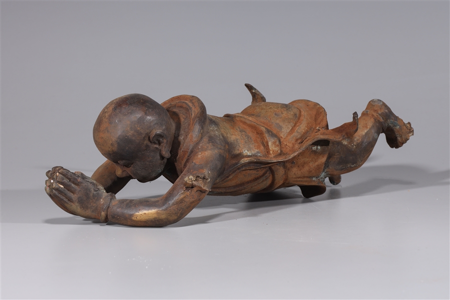 Appraisal: Chinese bronze figure of a child praying some wear some