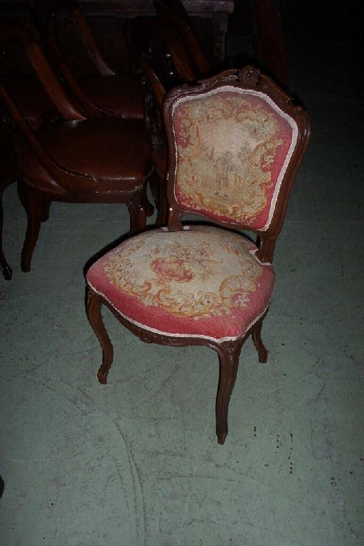 Appraisal: A set of four th century continental walnut salon chairs