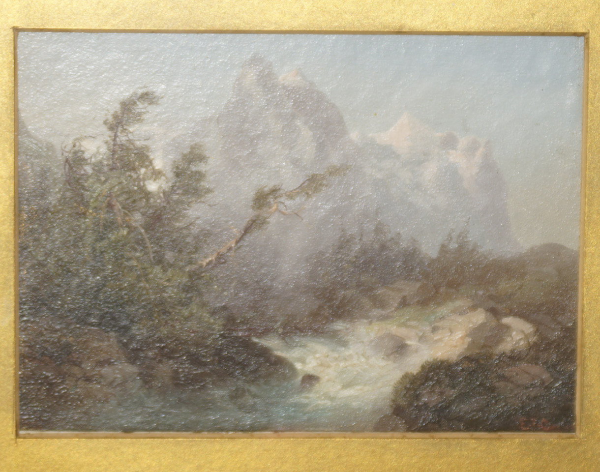 Appraisal: Attributed to Edward Theodore Compton - Mountainous landscape oil on