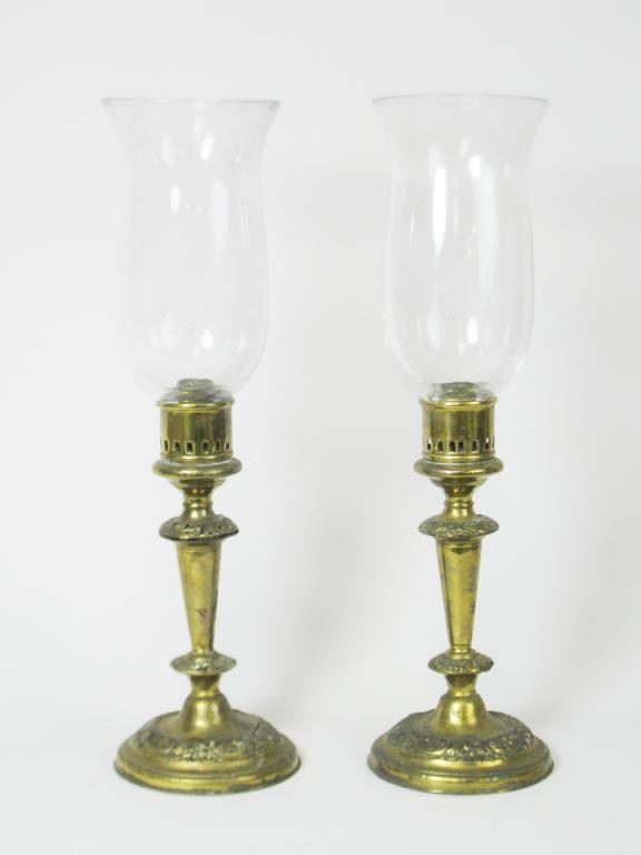 Appraisal: Pair of early th Century brass Storm Lamps iron-filled and