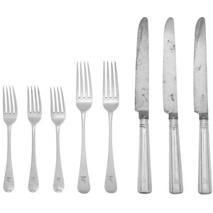 Appraisal: A Group of English Silver Flatware Articles Various Makers th