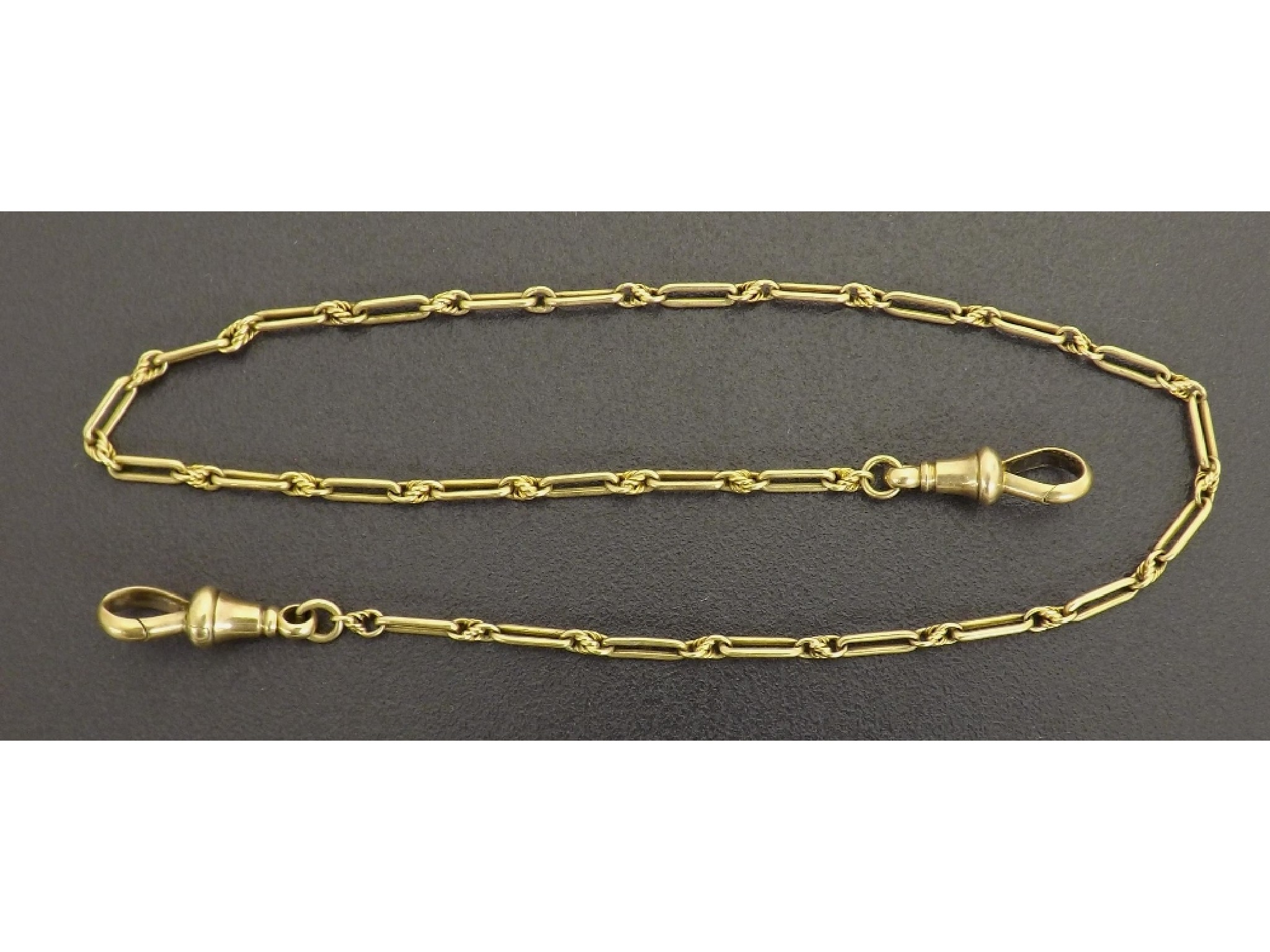 Appraisal: Good ct knot link Albert chain with two ct clasps