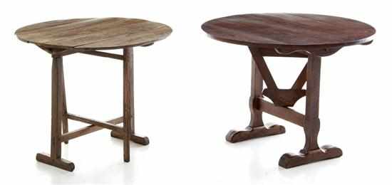 Appraisal: French oak wine tasting tables th century both with circular