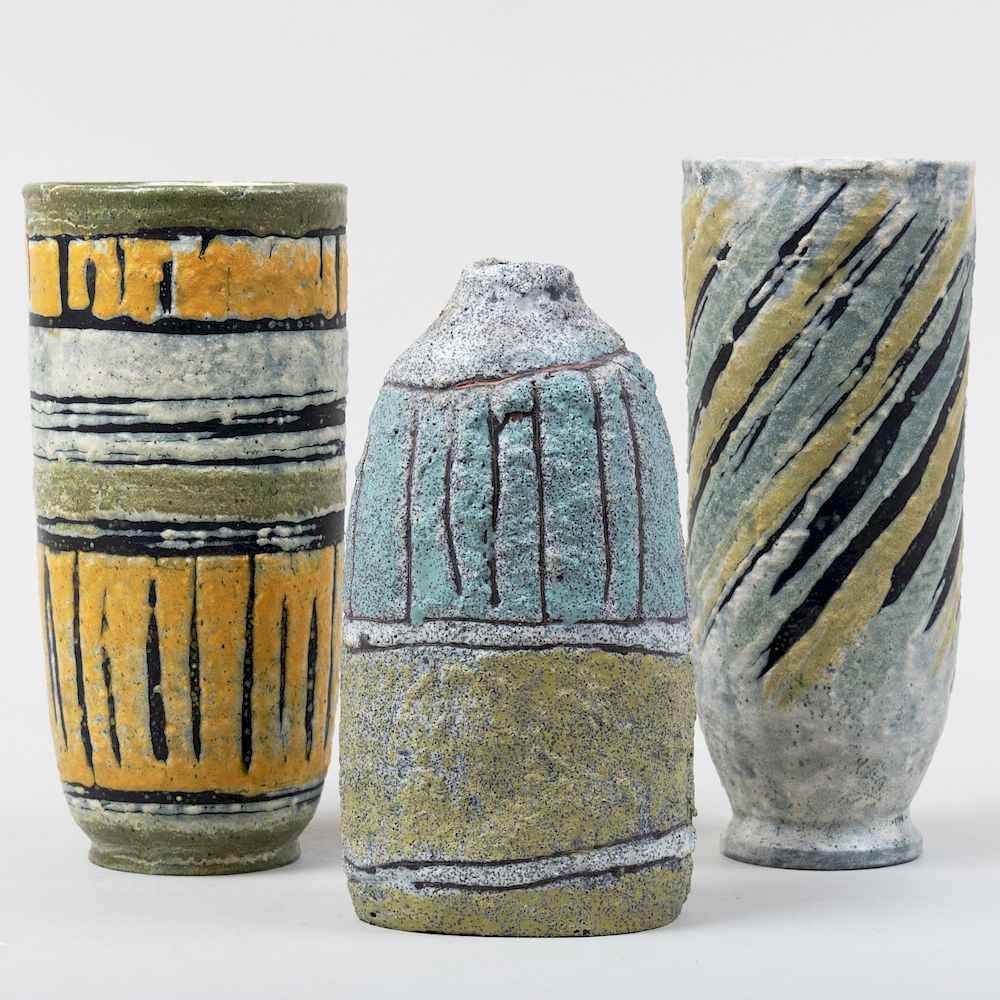 Appraisal: Group of Three Gorka Livia Pottery Vases Each signed 'Gorka