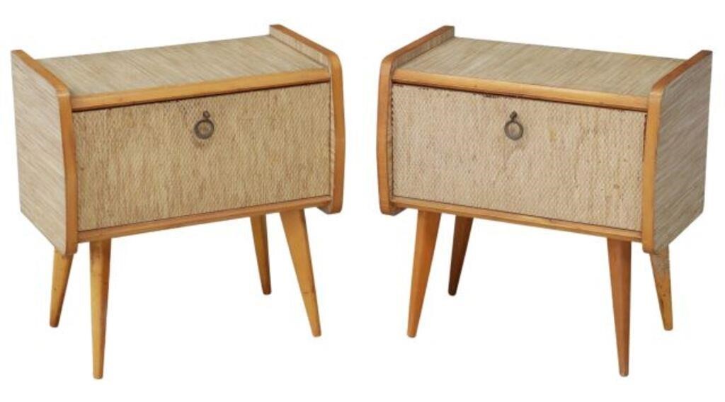 Appraisal: pair Italian mid-century modern bedside cabinets c s patterned top