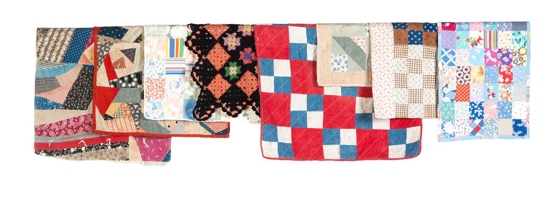 Appraisal: SEVEN DOLL QUILTS AND A DOLL AFGHAN American late th