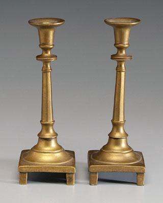 Appraisal: Pair brass candlesticks domed square bases probably British or Continental