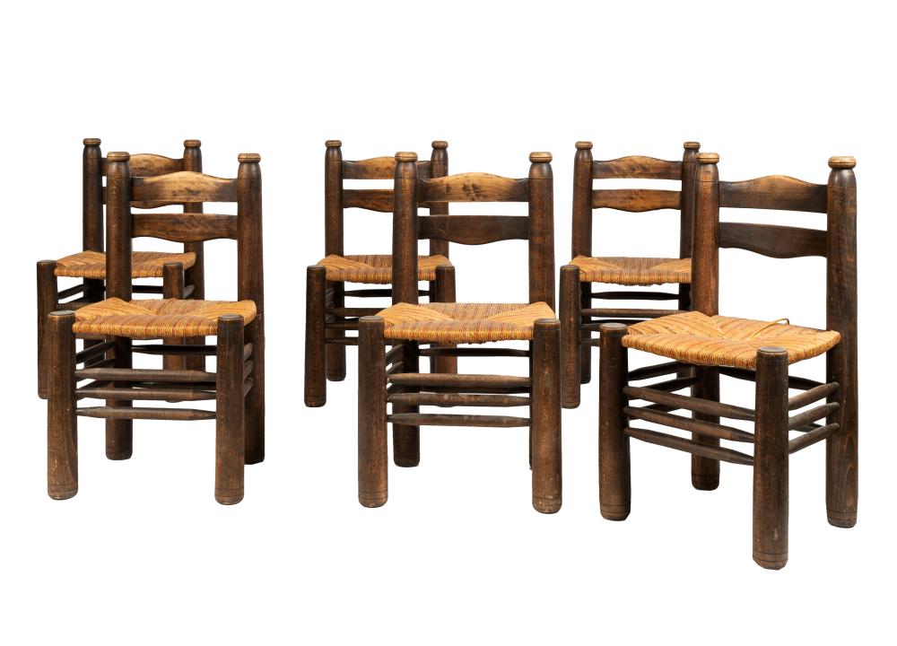 Appraisal: SET OF SIX LADDERBACK CHAIRSin the style of Charlotte Perriand