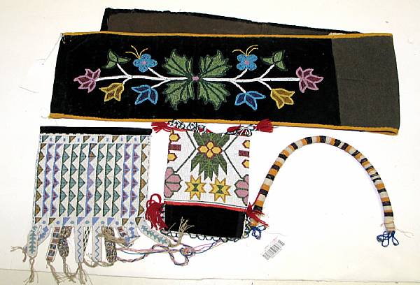 Appraisal: Three Ojibwa beaded items Including a breechclout loom-beaded panel with