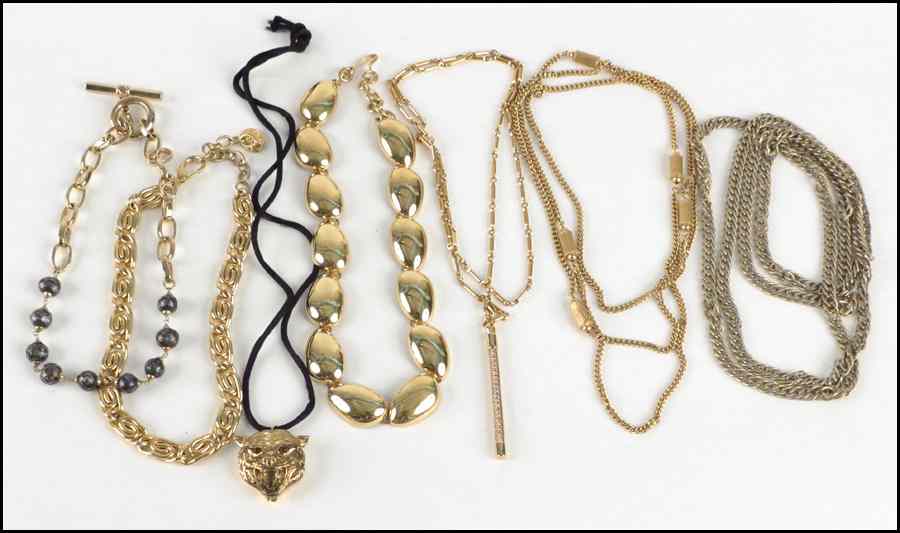 Appraisal: COLLECTION OF GOLD TONE NECKLACES Comprising necklaces by Monet Erwin