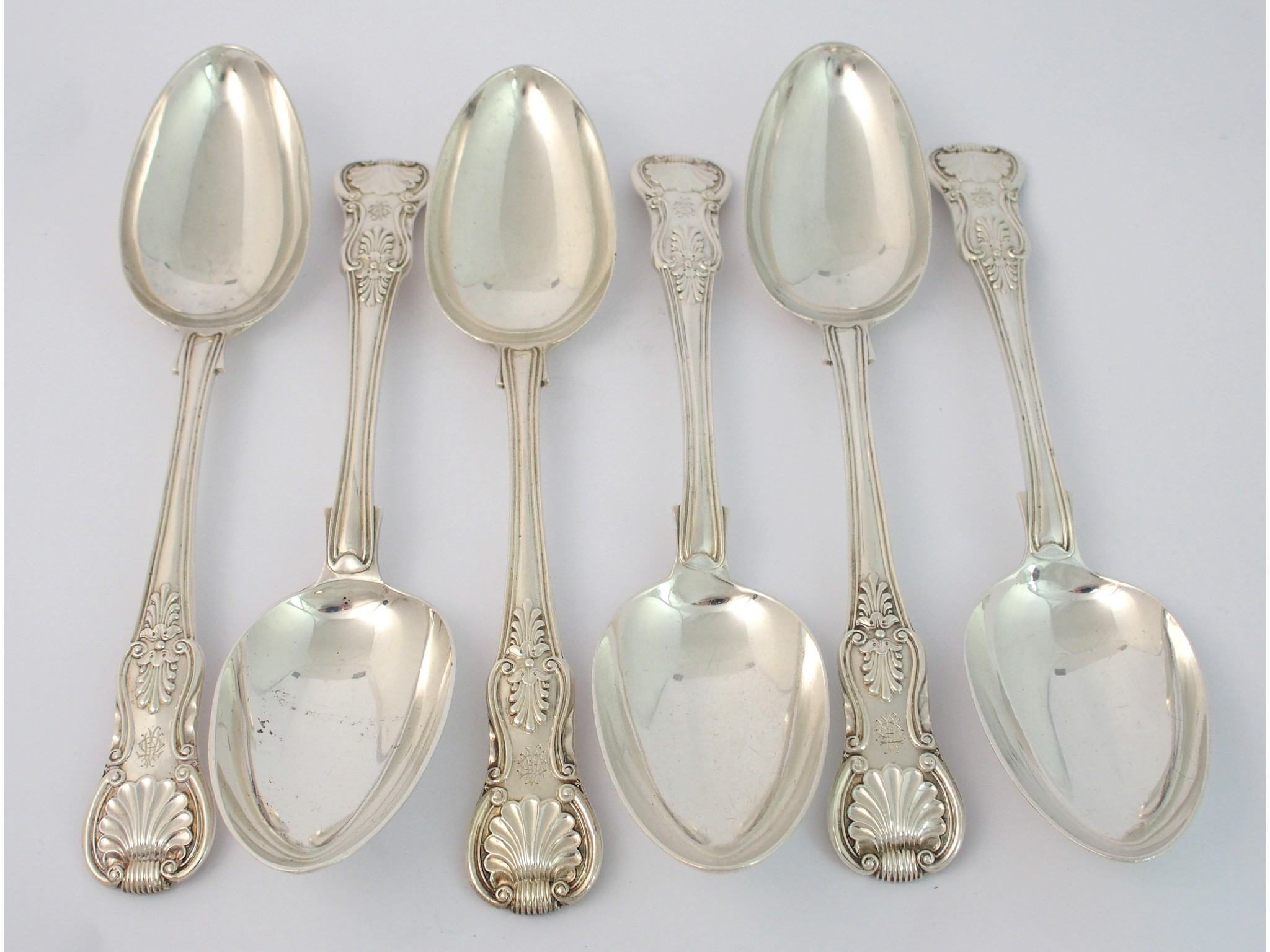 Appraisal: A set of six silver tablespoonsby John Walton Newcastle double