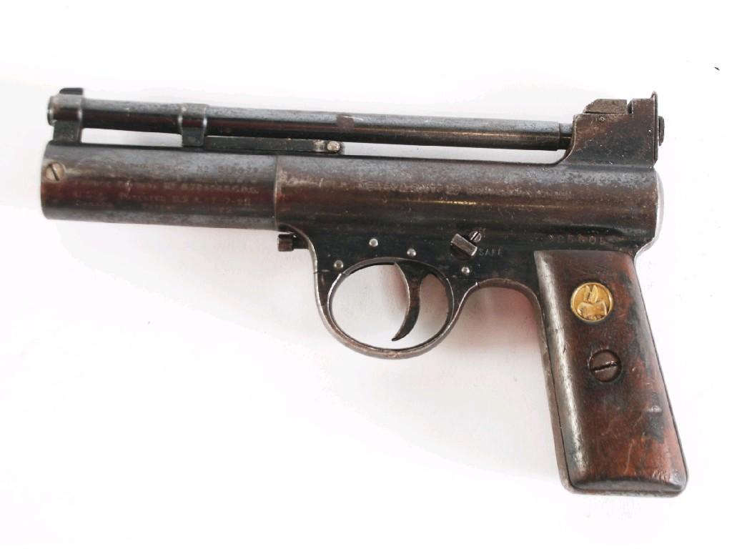 Appraisal: WEBLET SCOTT AIR PISTOL CIRCA WITH WOOD GRIPS No EST