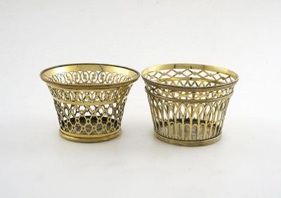 Appraisal: An early th century Dutch silver-gilt basket of tapering circular