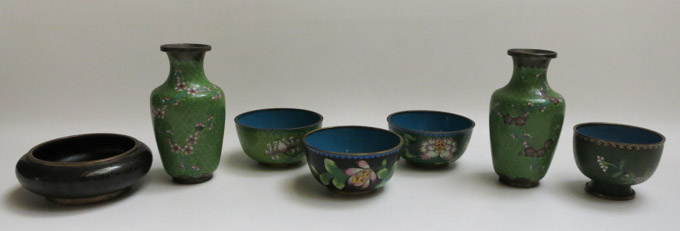 Appraisal: SIX PIECES OF CHINESE CLOISONNE including five bowls and two