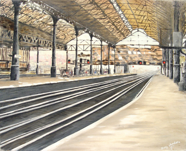 Appraisal: Billy Jordan 'Victoria Station' - Oil onto canvas signed and