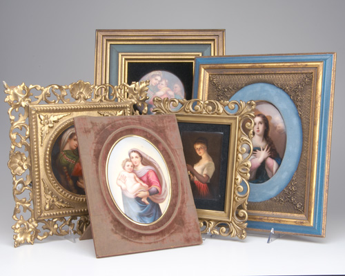 Appraisal: CONTINENTAL PORCELAIN Five plaques including one by KPM after Raphael