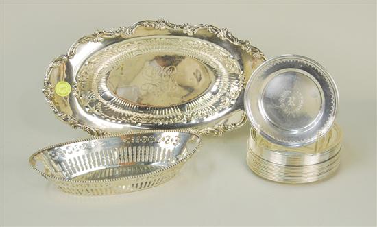 Appraisal: TWO AMERICAN SILVER BREAD BASKETS and TWENTY TWO AMERICAN SILVER