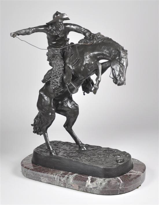 Appraisal: Bronze After Frederic Remington Bronco Buster Signed on base Mounted